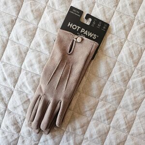 Hot Paws Women’s Suede Look Winter Gloves Tan/ Brown Touchscreen Stretch NWT